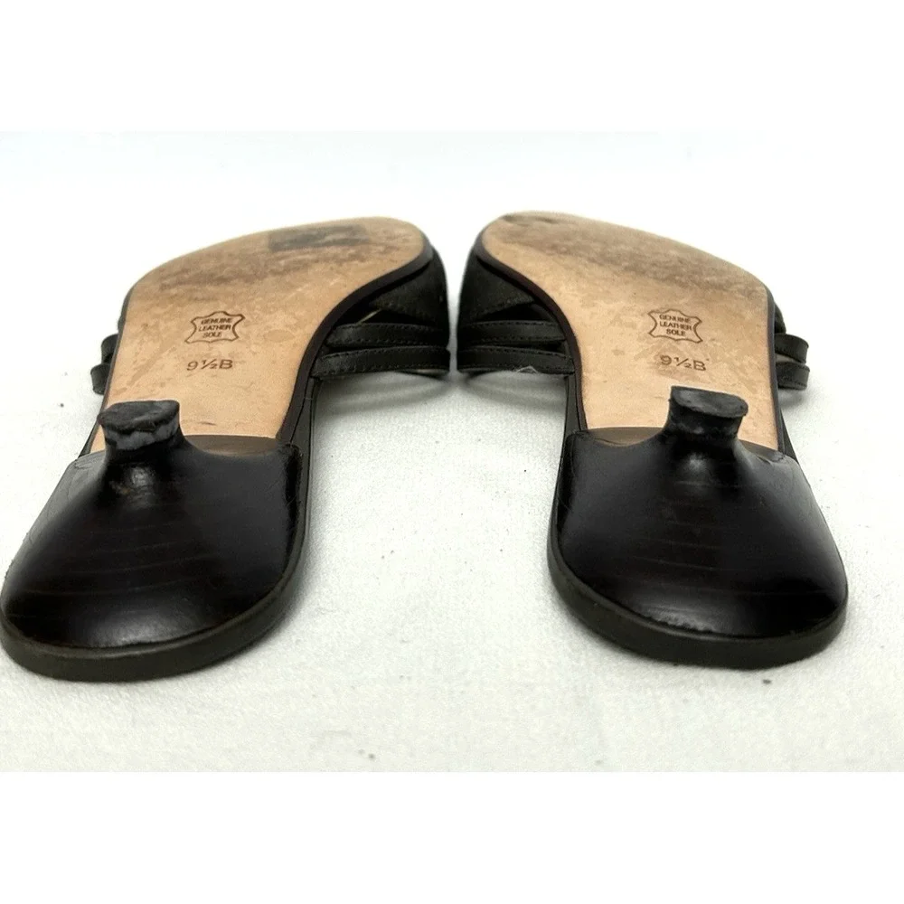 Talbots Pointed-Toe Slip-On Mules Women's 9.5 B Gray Double Strap Kitten Heel